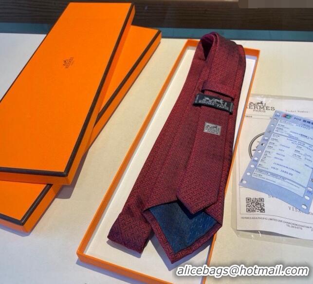 Buy New Release Creation Hermes Silk Tie 030401 Red 2024