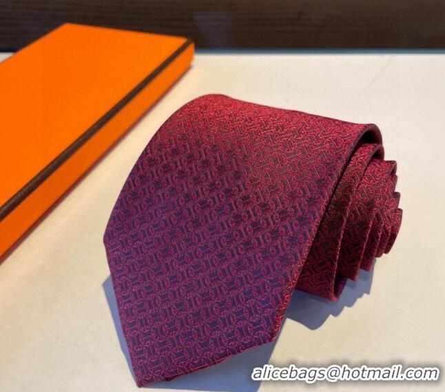 Buy New Release Creation Hermes Silk Tie 030401 Red 2024