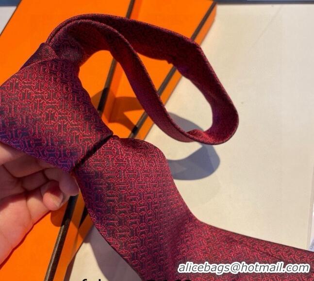 Buy New Release Creation Hermes Silk Tie 030401 Red 2024