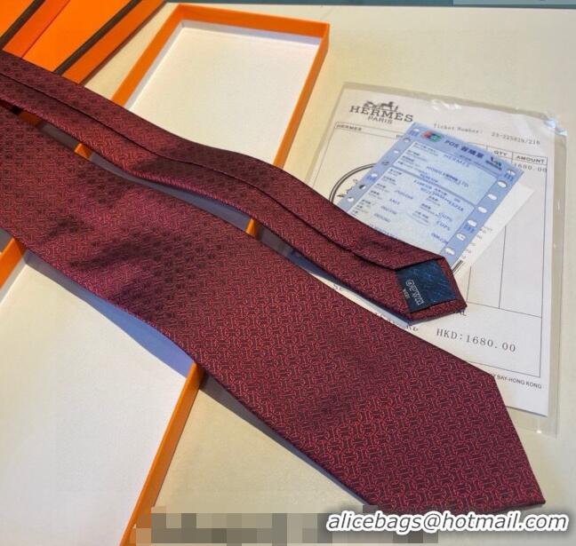 Buy New Release Creation Hermes Silk Tie 030401 Red 2024