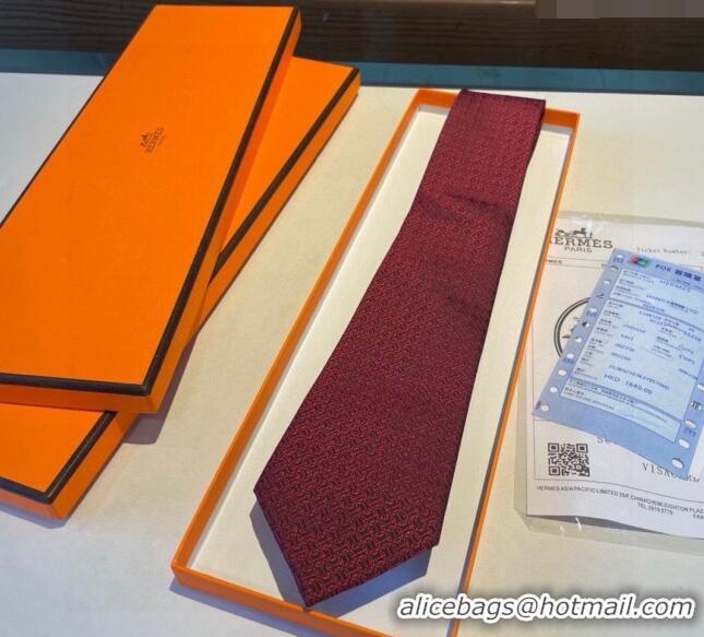 Buy New Release Creation Hermes Silk Tie 030401 Red 2024