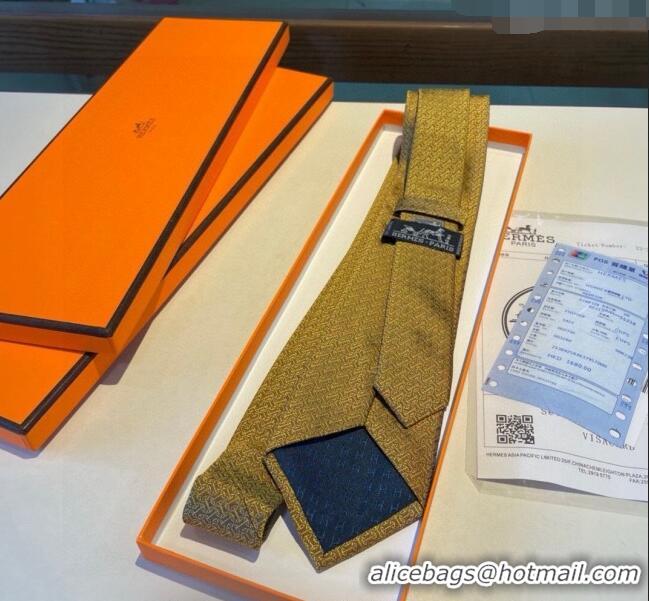 Best Price Hermes Silk Tie 030401 Gold Yellow 2024