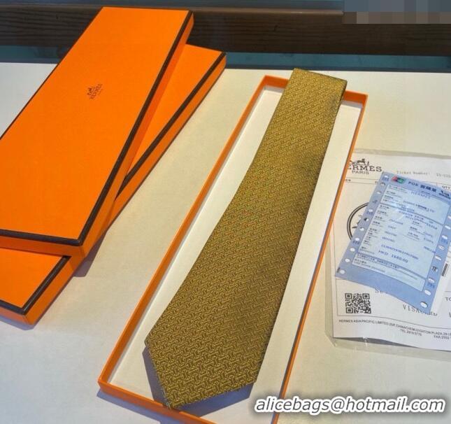 Best Price Hermes Silk Tie 030401 Gold Yellow 2024