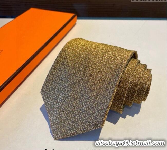 Best Price Hermes Silk Tie 030401 Gold Yellow 2024