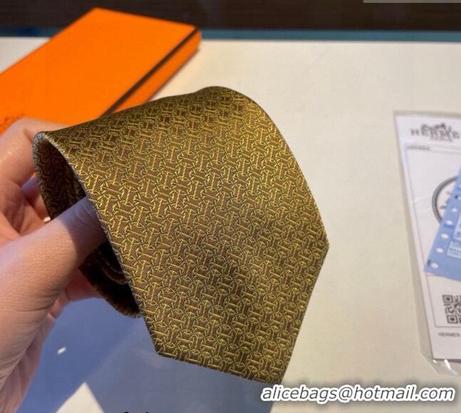 Best Price Hermes Silk Tie 030401 Gold Yellow 2024