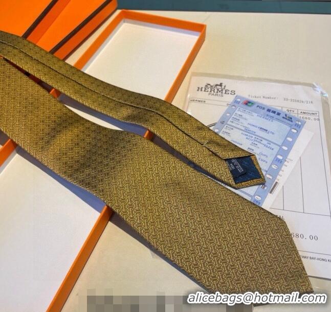 Best Price Hermes Silk Tie 030401 Gold Yellow 2024