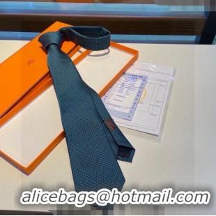 Cheapest Hermes H Dots Silk Tie 030401 Green/Blue 2024