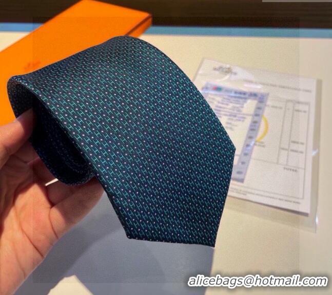 Cheapest Hermes H Dots Silk Tie 030401 Green/Blue 2024