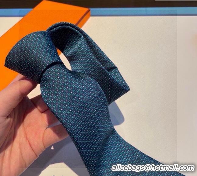 Cheapest Hermes H Dots Silk Tie 030401 Green/Blue 2024