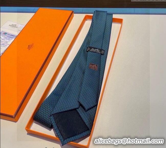 Cheapest Hermes H Dots Silk Tie 030401 Green/Blue 2024