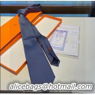 New Fashion Hermes H Dots Silk Tie 030401 Dark Blue/Blue 2024