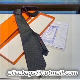 Luxury Classic Hermes H Dots Silk Tie 030401 Black 2024