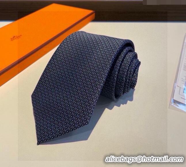 Grade Quality Hermes H Dots Silk Tie 030401 Blue 2024