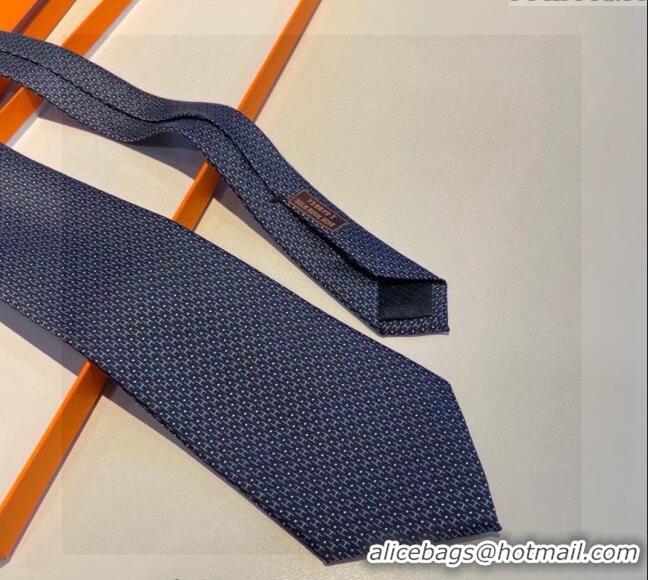 Grade Quality Hermes H Dots Silk Tie 030401 Blue 2024