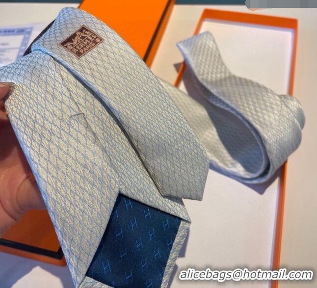 Luxury Classic Hermes Quilted Silk Tie 030401 White 2024