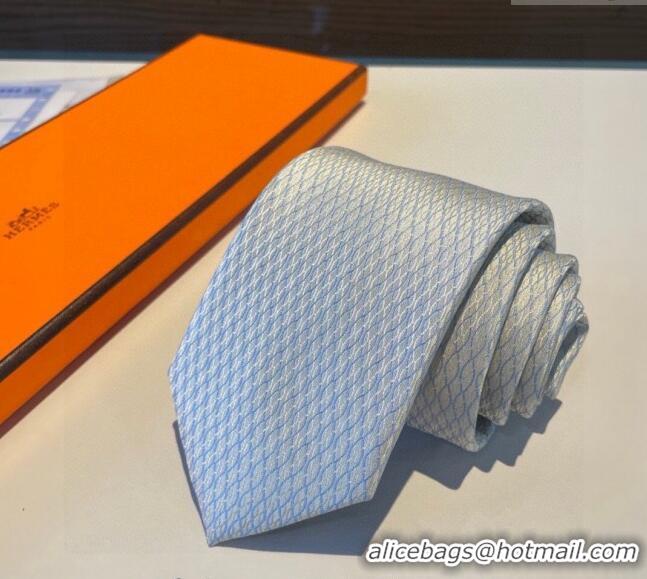 Luxury Classic Hermes Quilted Silk Tie 030401 White 2024