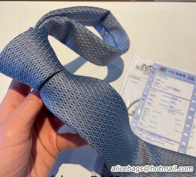 Fashion Discount Hermes Quilted Silk Tie 030401 Blue 2024