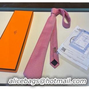 Classic Hermes Quilted Silk Tie 030401 Pink 2024