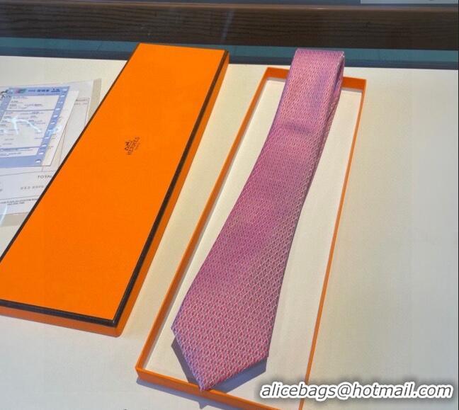 Classic Hermes Quilted Silk Tie 030401 Pink 2024