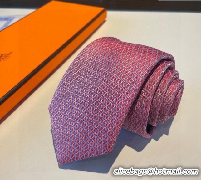 Classic Hermes Quilted Silk Tie 030401 Pink 2024