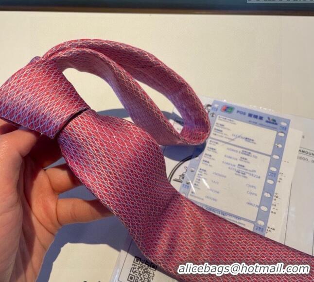 Classic Hermes Quilted Silk Tie 030401 Pink 2024