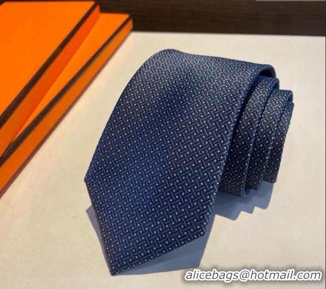 Best Price Hermes H Striped Silk Tie 030401 Blue 2024