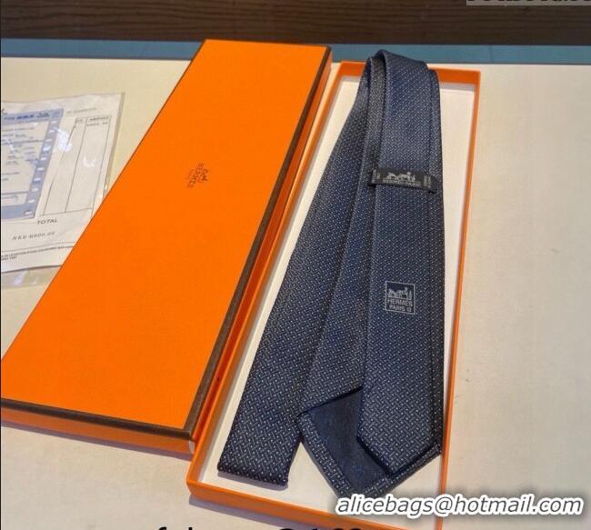 Best Price Hermes H Striped Silk Tie 030401 Blue 2024