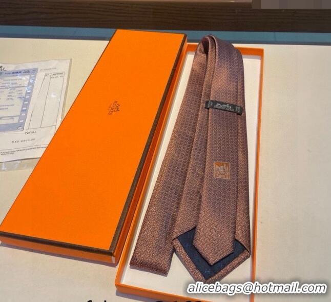 Buy Classic Hermes H Striped Silk Tie 030401 Orange 2024