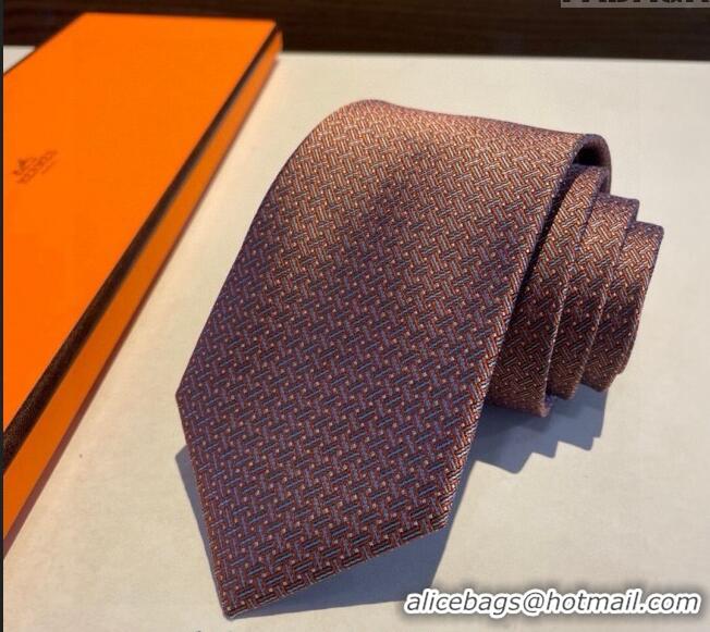 Buy Classic Hermes H Striped Silk Tie 030401 Orange 2024