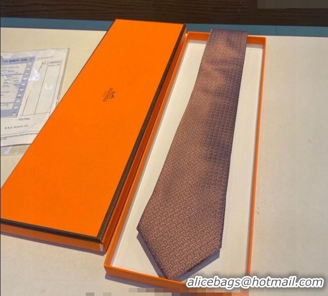 Buy Classic Hermes H Striped Silk Tie 030401 Orange 2024