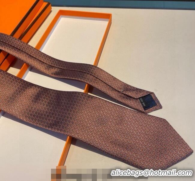 Buy Classic Hermes H Striped Silk Tie 030401 Orange 2024