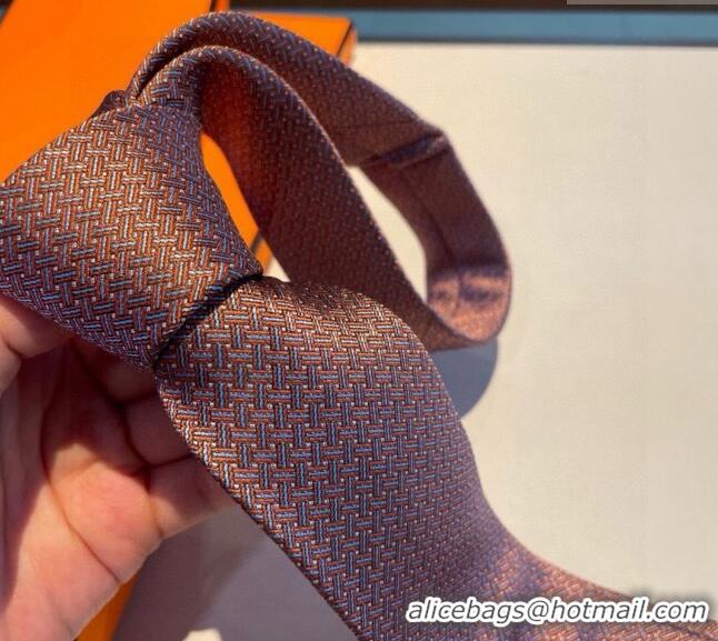 Buy Classic Hermes H Striped Silk Tie 030401 Orange 2024