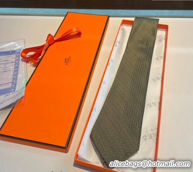 Fashion Discount Hermes H Silk Tie 040801 Green 2024