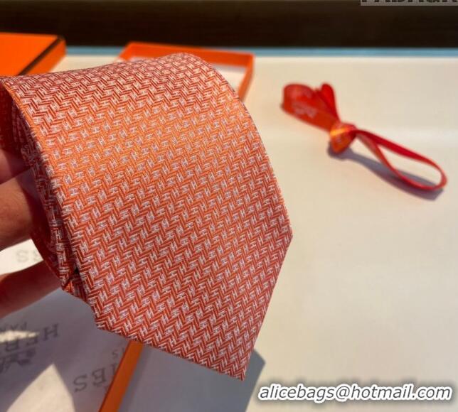 Most Popular Hermes H Silk Tie 040801 Orange 2024