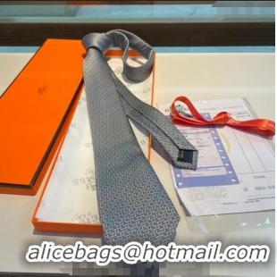 Luxury Classic Hermes H Silk Tie 040802 Grey 2024