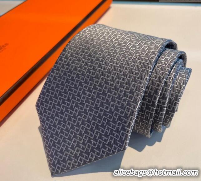 Luxury Classic Hermes H Silk Tie 040802 Grey 2024