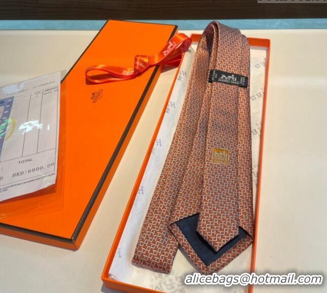 Cheap Classic Hermes H Silk Tie 040802 Orange 2024