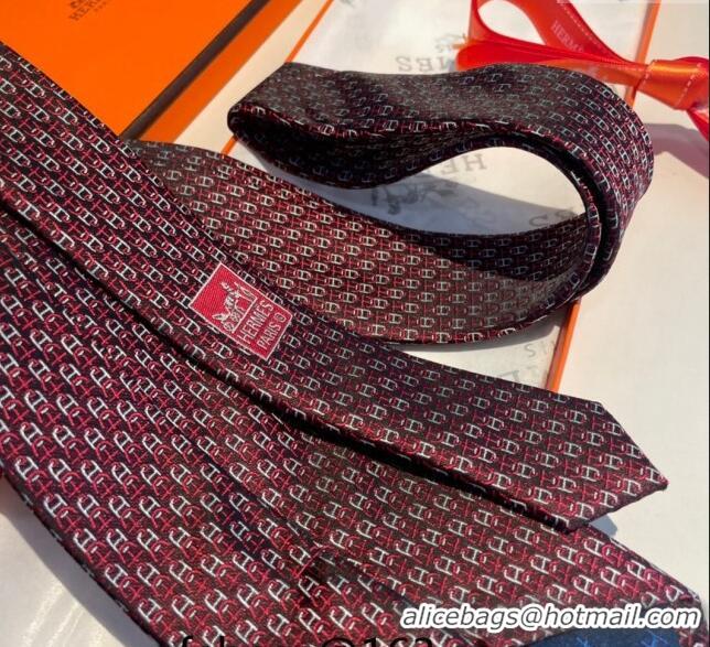 Classic Specials Hermes Chaine Silk Tie 0408 Burgundy 2024