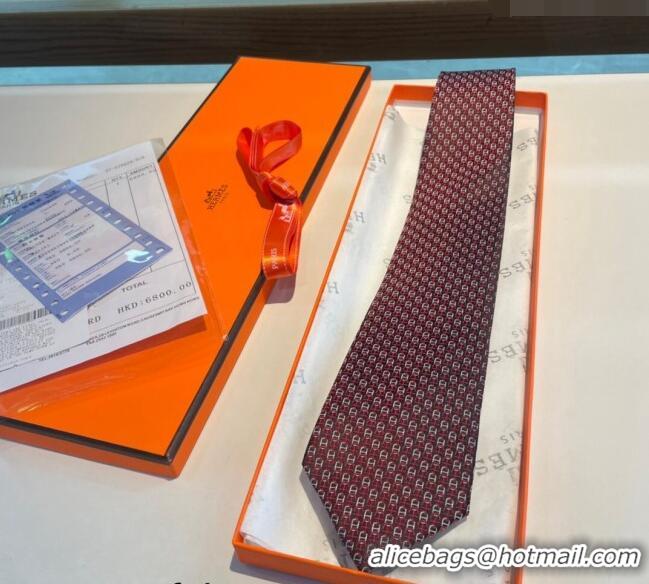 Classic Specials Hermes Chaine Silk Tie 0408 Burgundy 2024