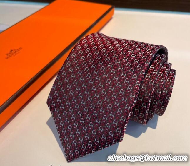 Classic Specials Hermes Chaine Silk Tie 0408 Burgundy 2024