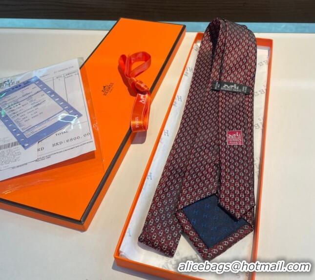 Classic Specials Hermes Chaine Silk Tie 0408 Burgundy 2024