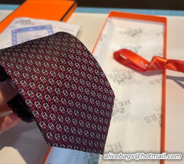 Classic Specials Hermes Chaine Silk Tie 0408 Burgundy 2024