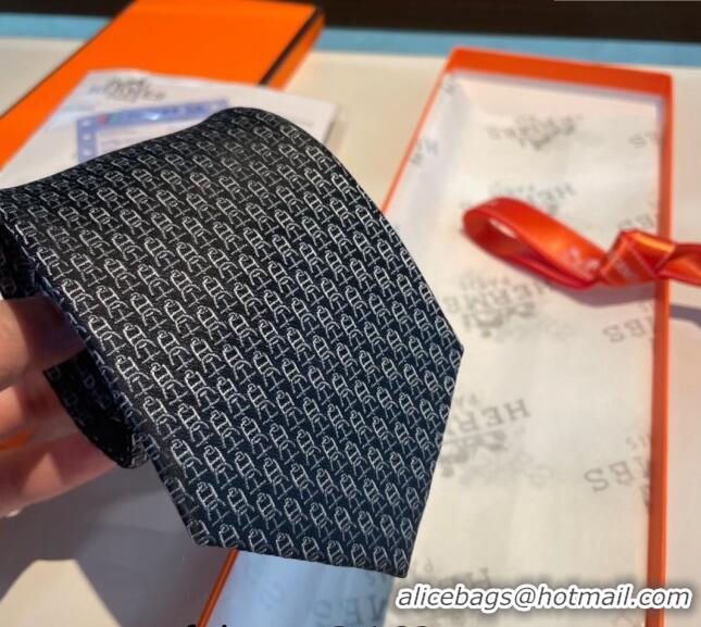 Best Quality Hermes Chaine Silk Tie 0408 Grey 2024