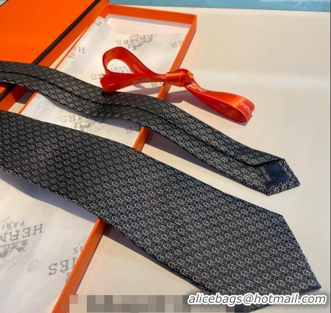 Best Quality Hermes Chaine Silk Tie 0408 Grey 2024