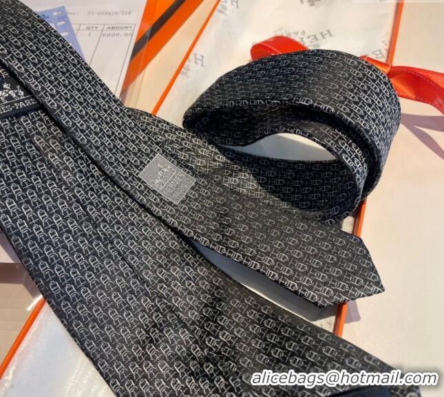 Best Quality Hermes Chaine Silk Tie 0408 Grey 2024