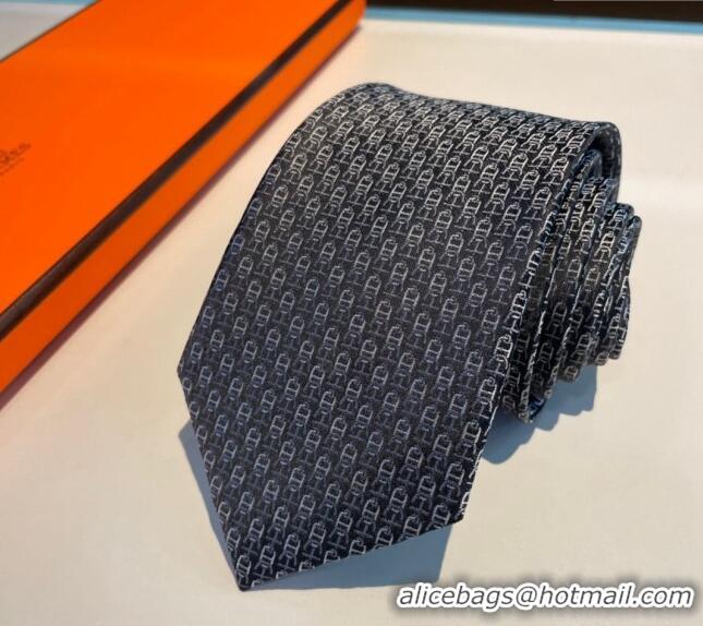 Best Quality Hermes Chaine Silk Tie 0408 Grey 2024