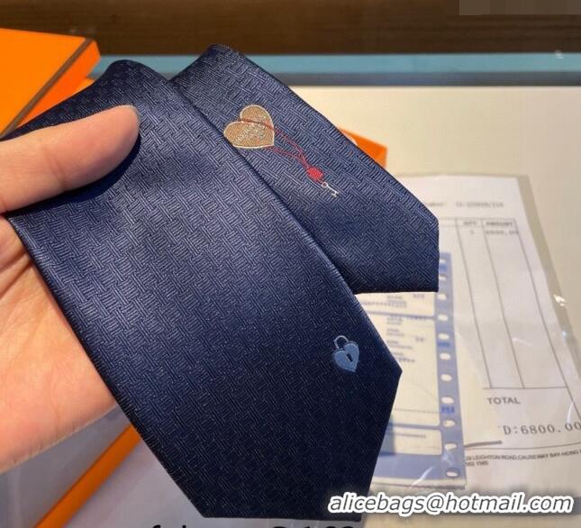 Spot Bulk Hermes Heart Tie 0619 Blue 2024