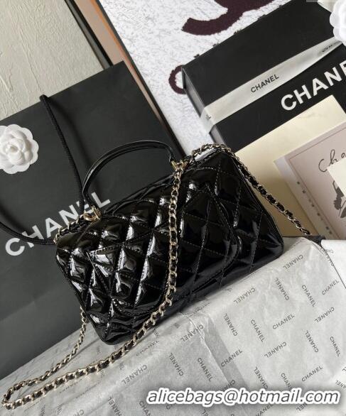 Market Sells Chanel Patent Calfskin Mini Flap Bag with Top Handle AS2431 Black 2024