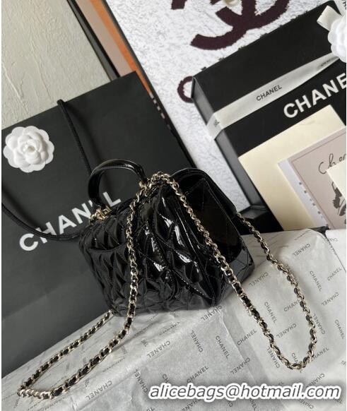 Market Sells Chanel Patent Calfskin Mini Flap Bag with Top Handle AS2431 Black 2024