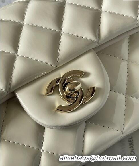 Grade Design Chanel Patent Calfskin Mini Flap Bag with Top Handle AS2431 White 2024